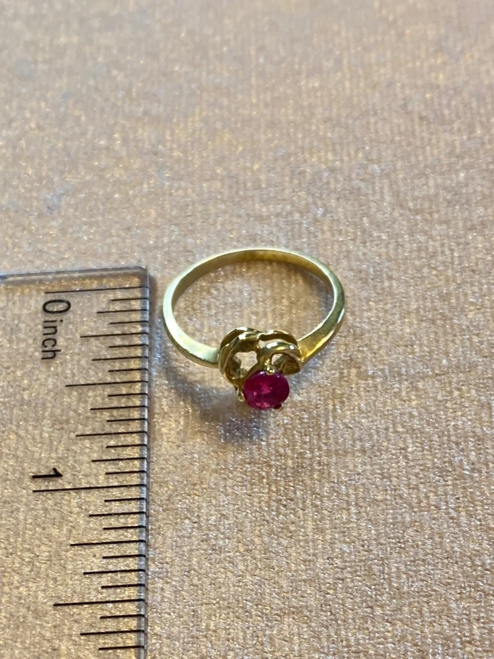 Gorgeous Ruby Floral Spiral Gold-tone Setting Antique Style Unique Sculptural